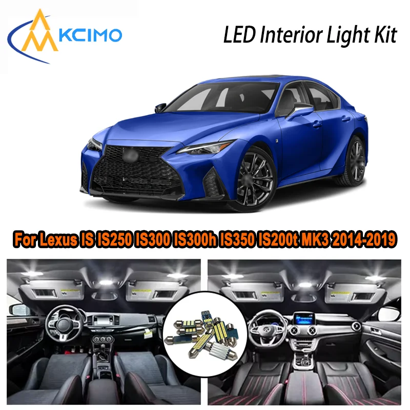 

For Lexus IS IS250 IS300 IS300h IS350 IS200t MK3 2014-2019 LED Interior Dome Map Trunk Light Kit Car Led Lamps Canbus No Error