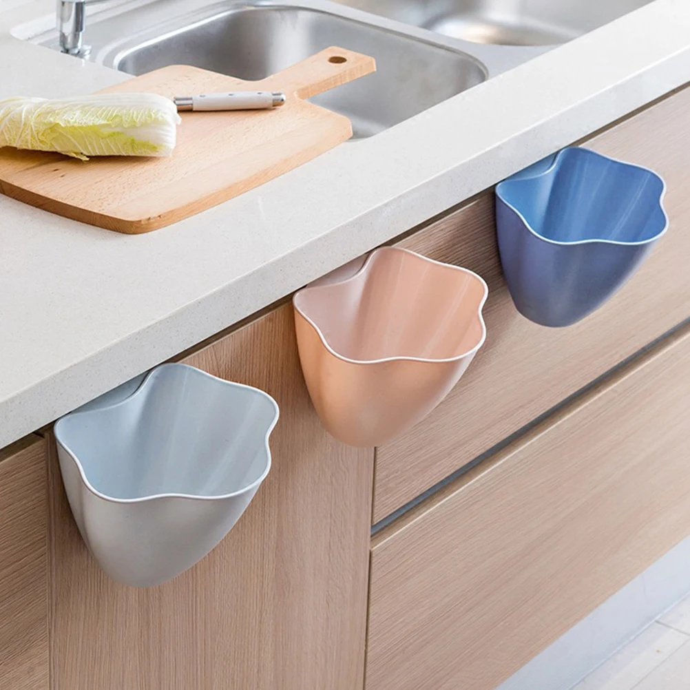 

Kitchen Cupboard Door Bedroom Home Hanging Trash Can Plastic Garbage Litter Bin Bag Organizer Holder(Nordic Blue)