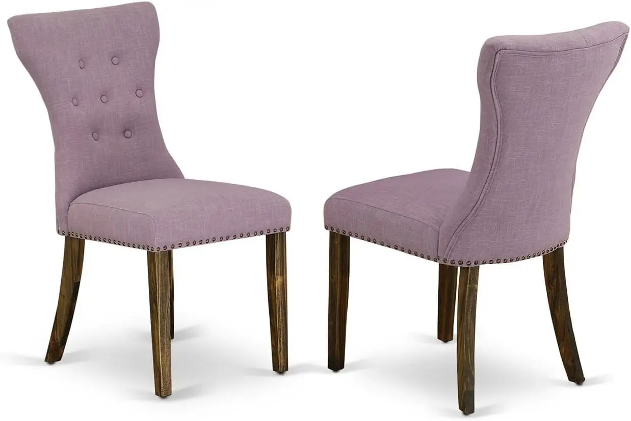 

East West Furniture GAP7T40 Gallatin Parson Кухонные стулья - Обеденный стул с мягкой подкладкой из льняной ткани Dahlia на пуговицах