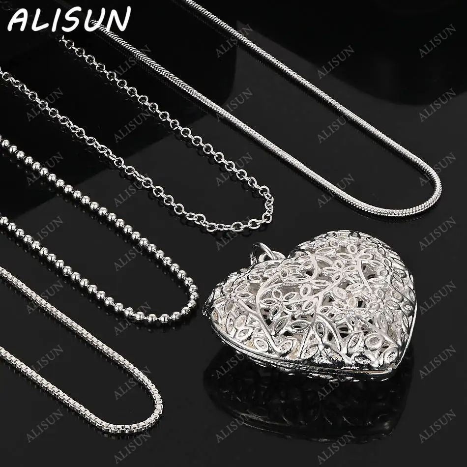 

ALISUN 40-75cm 925 Sterling Silver Heart Pendant Necklace For Women Men Charm Trend Birthday Gifts Fashion Party