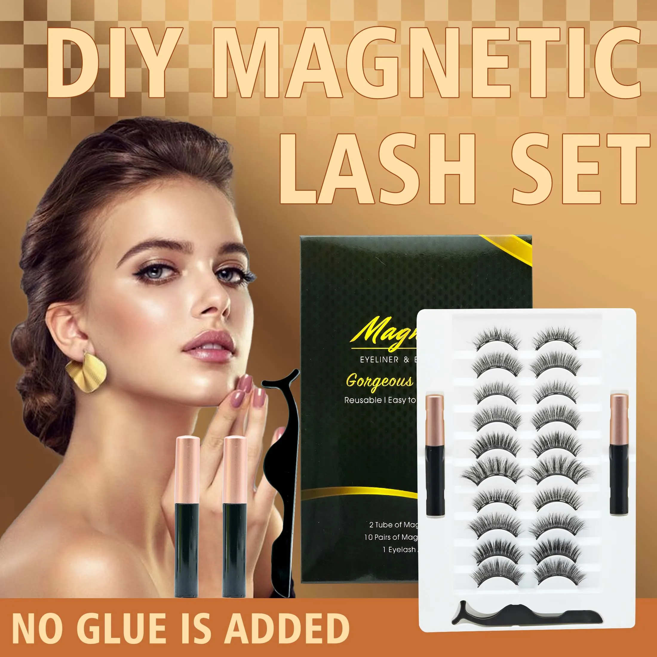 Ten pairs of magnetic eyelashes, reusable, can be applied in just three steps, suitable for beginners, easy to remove.