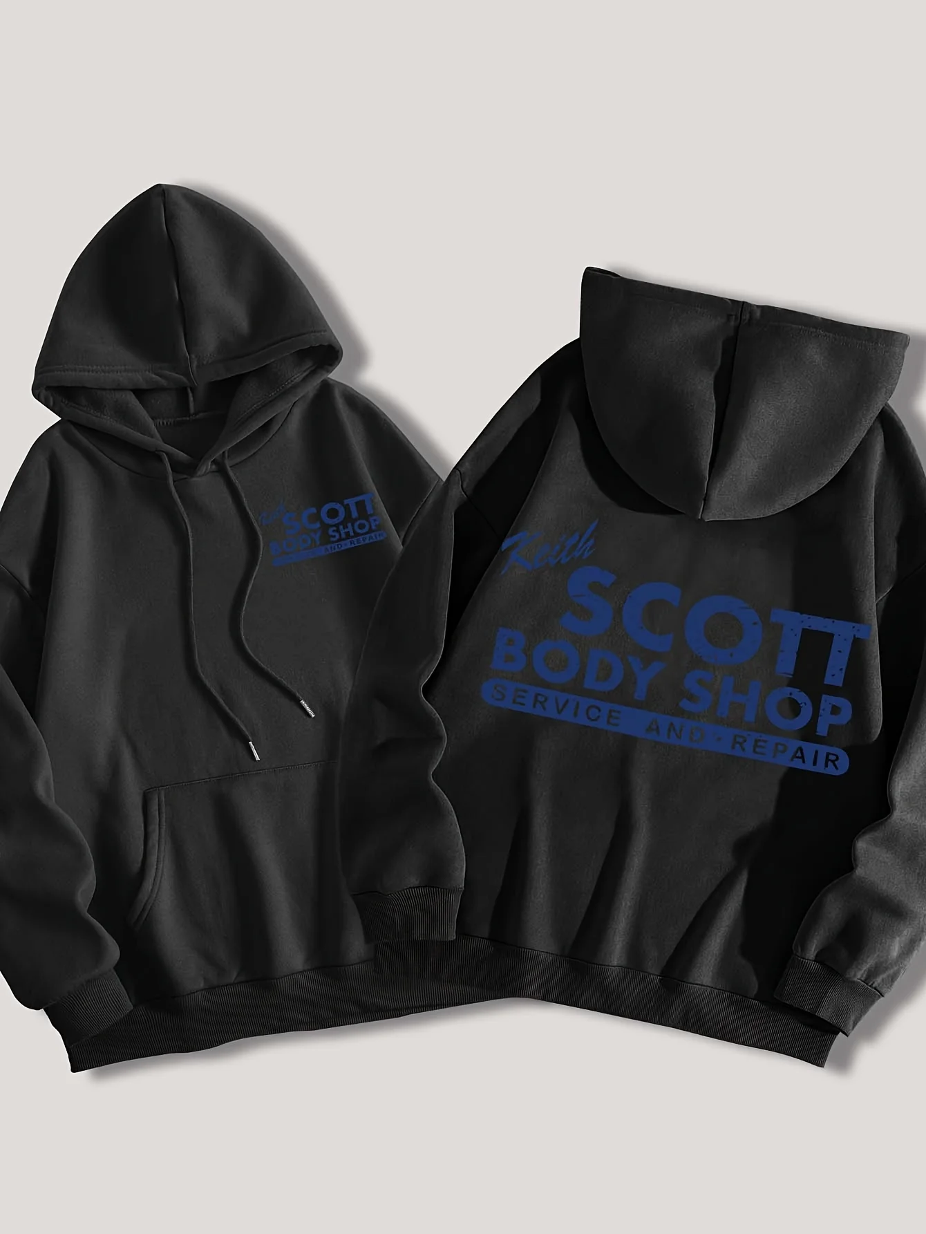 Herren Keith Scott Body Shop Hoodie Hip-Hop Sport Casual Streetwear Retro Mechaniker-Print Oversized Pullover Sweatshirt Oberteil – Detail 10