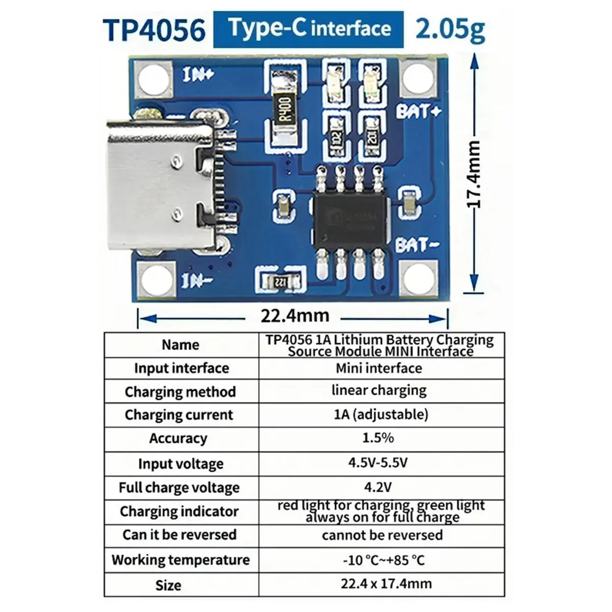 AAAE  5V 1A 18650 Lithium Battery Charger Module, Type-C Charging Board with Protection, Dual Function Power PCB 10PCS