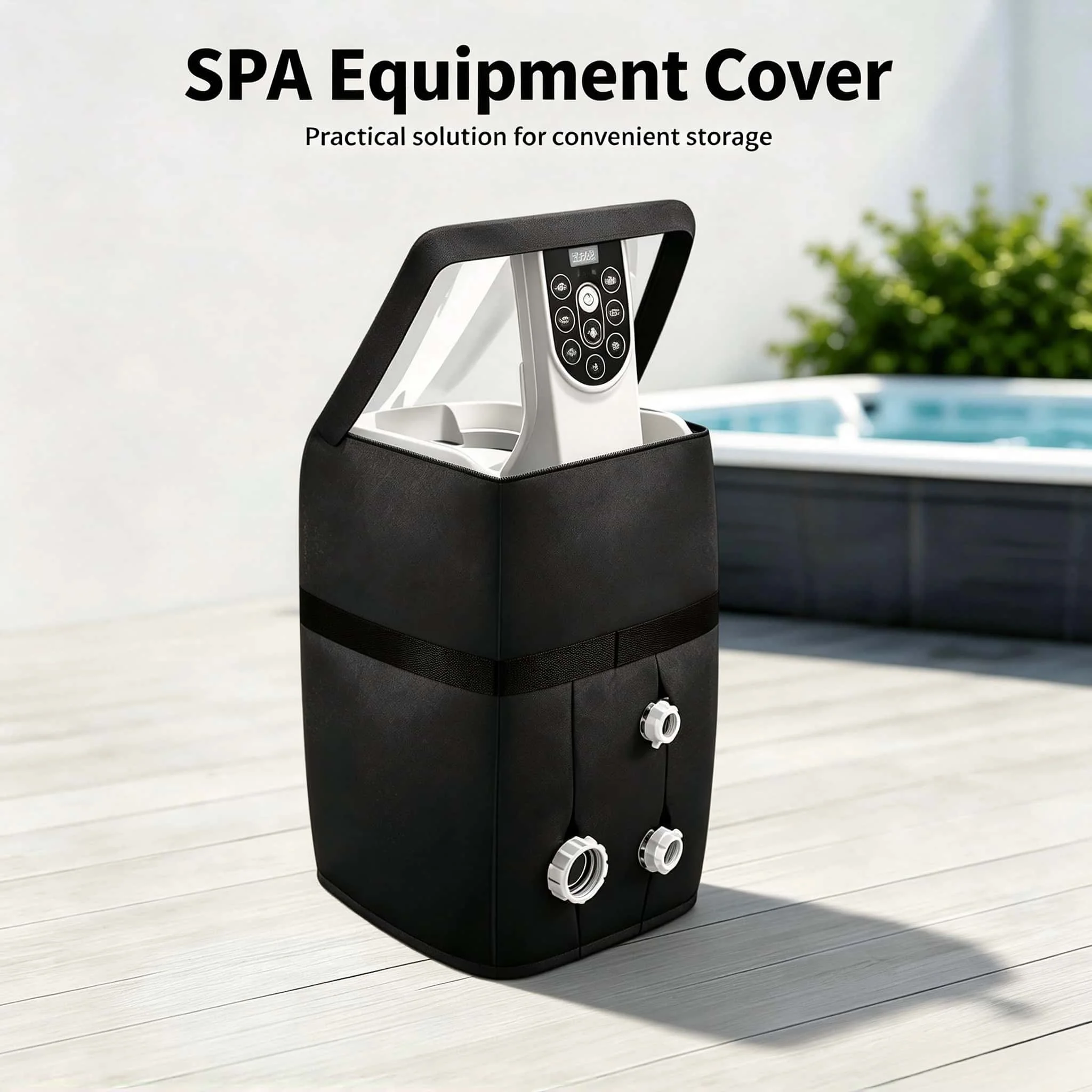 Lined Shower Caddy with Zipper (600D Oxford Fabric) for Massage Bathtub Heating Pump, Dustproof & Weatherproof Protection
