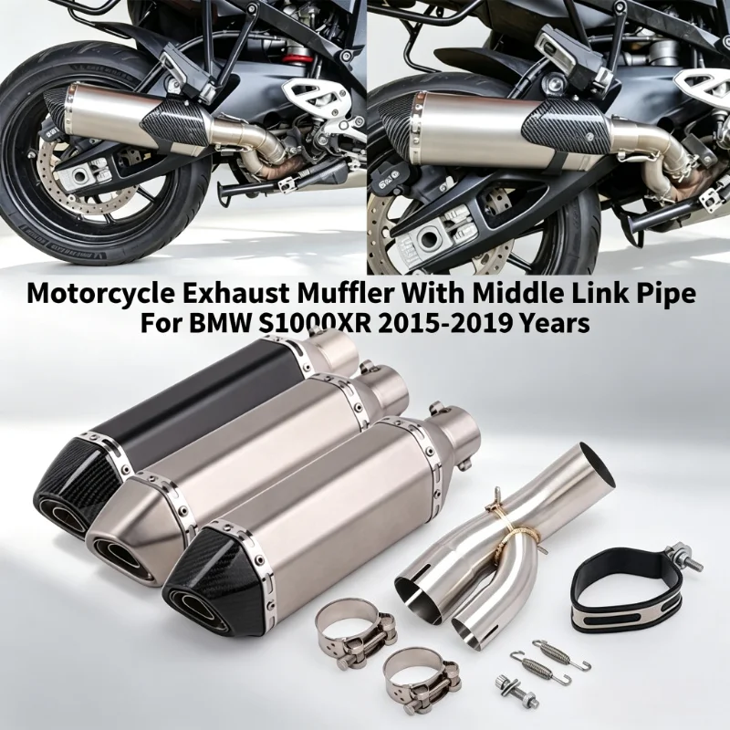 Slip On For BMW S1000XR S1000 XR 2015 - 2019 Motorcycle Exhaust System Escape Middle Link Pipe Muffler Moto Removable DB Killer