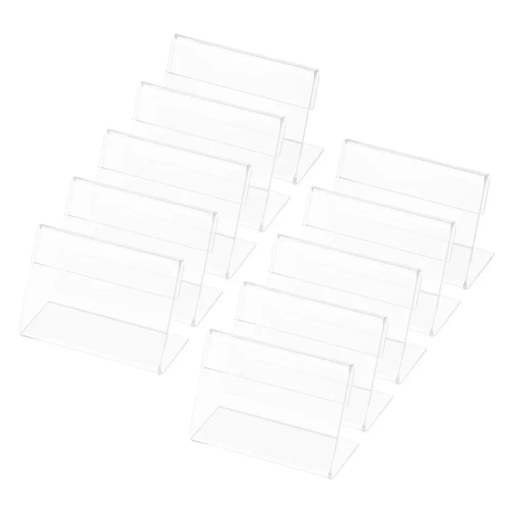 10Pcs Transparent Acrylic L-Shaped Horizontal Sign Holder Retail Display Price Tag Stand Name Tag Holder Countertop Sign Stand