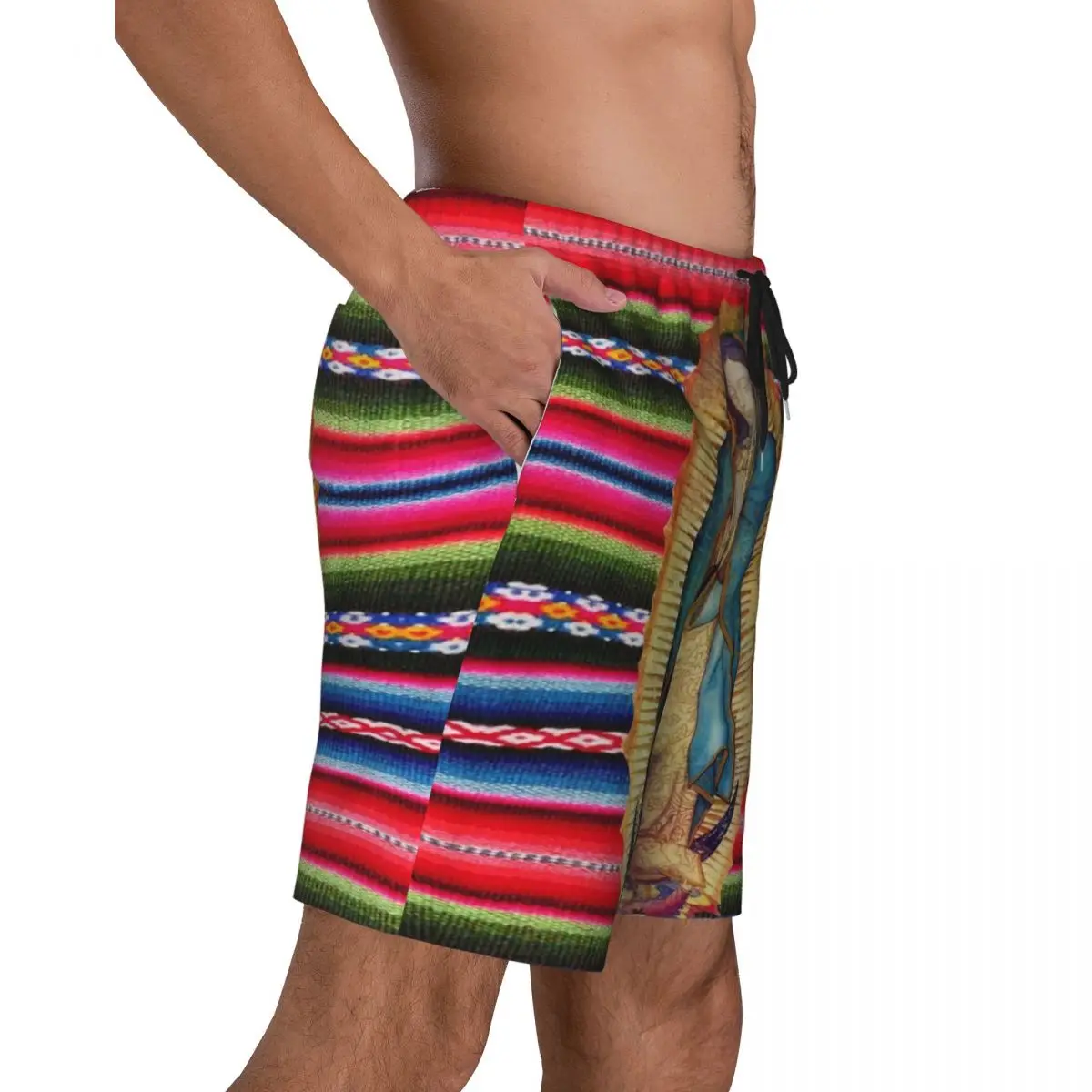 Virgin Mary Print Board Shorts Summer Our Lady of Guadalupe Sports Board Short Pants Males Breathable Y2K Oversize Beach Trunks