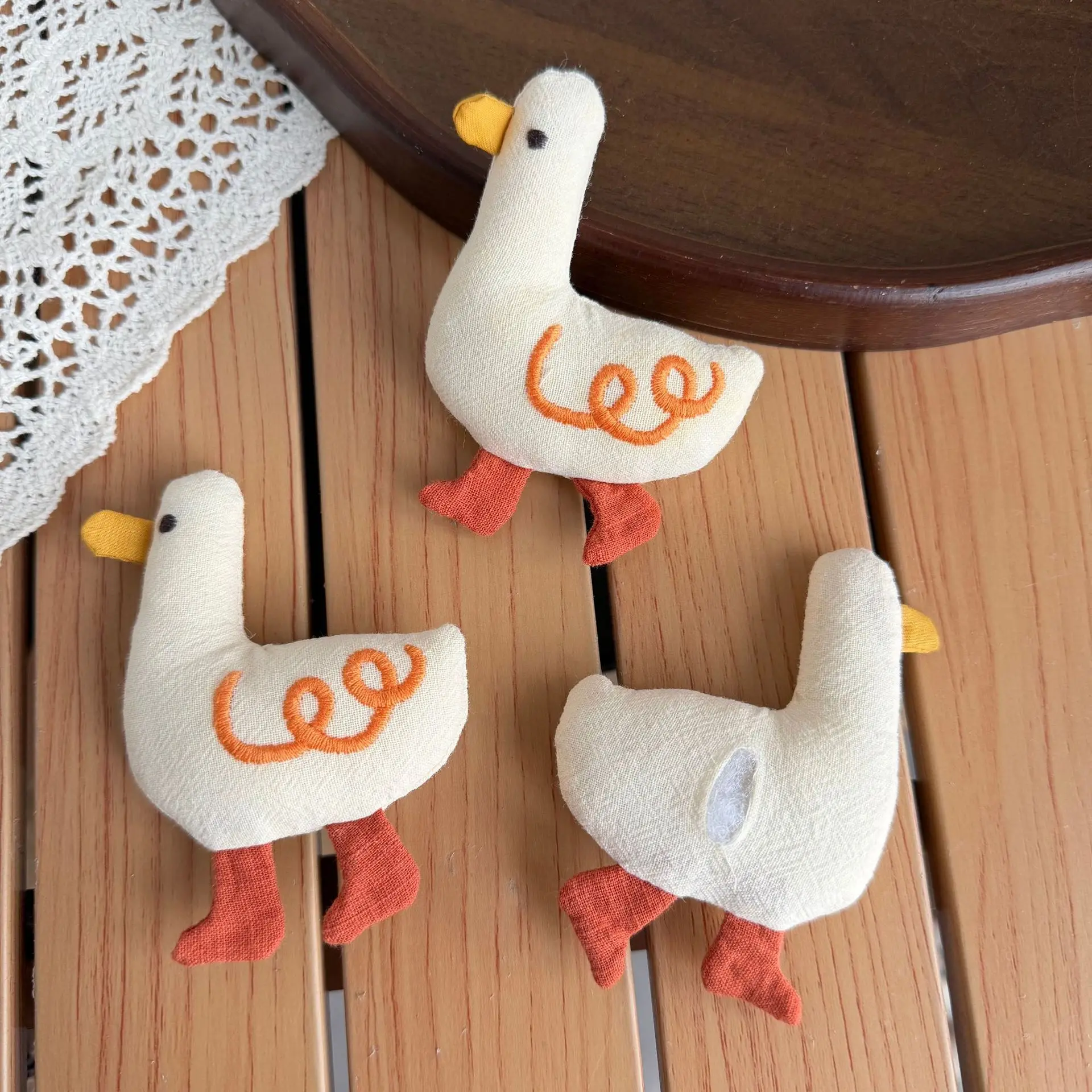 Handmade Stuffed Cotton Duck Ornament Forest Style for Bag Keychain Phone Case DIY Sewing Embellishment Soft Toy