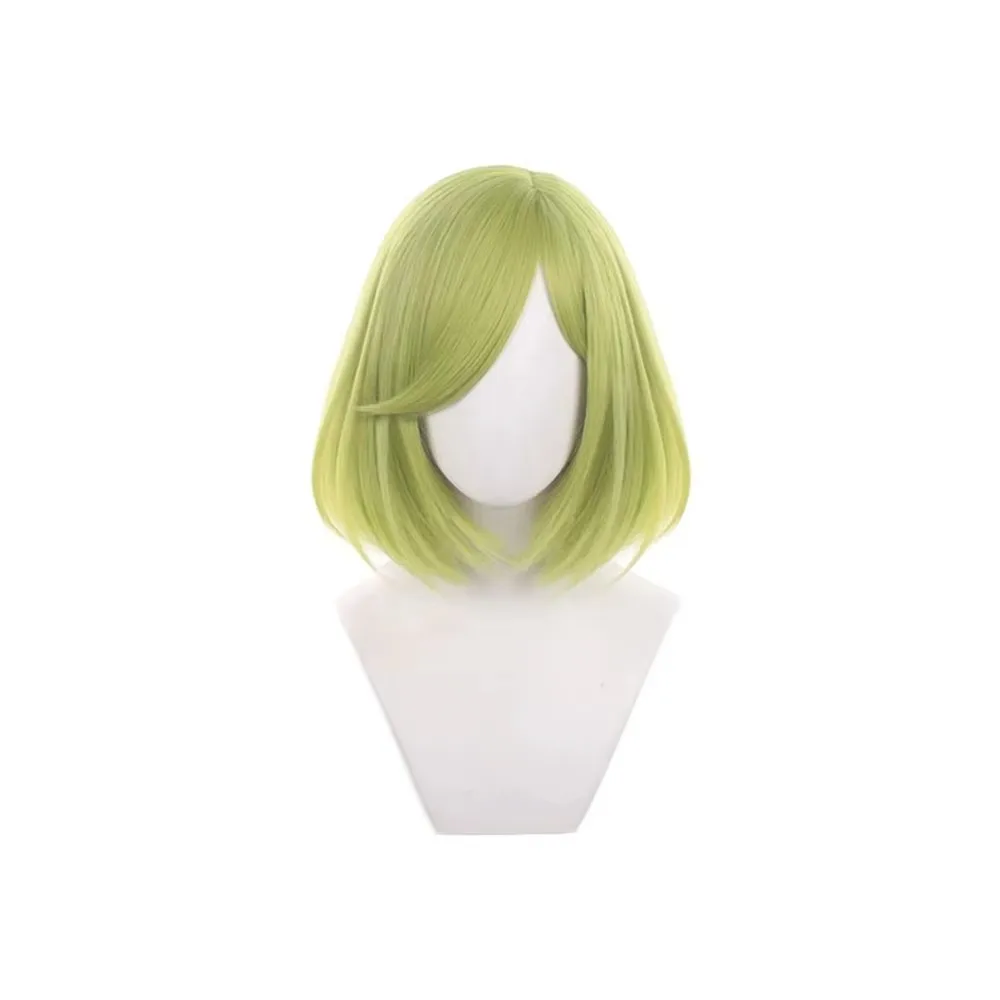 

Mint Green Short Bob Synthetic Wig Full Bangs Heat Resistant Unisex Anime Style Cosplay Hair Daily