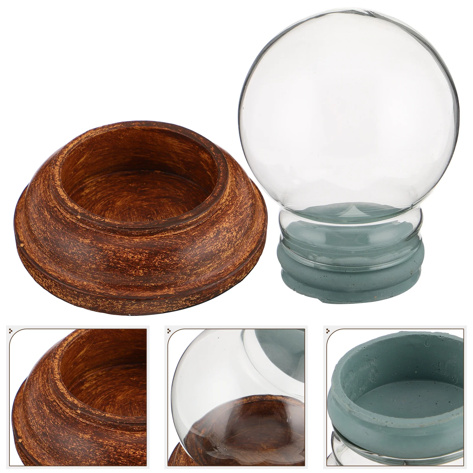 

Empty Glass With Wooden Base Clear Water Jar For Diy Home Decor Craft Party Decoration Craft Diy Snow Globe Making Kit