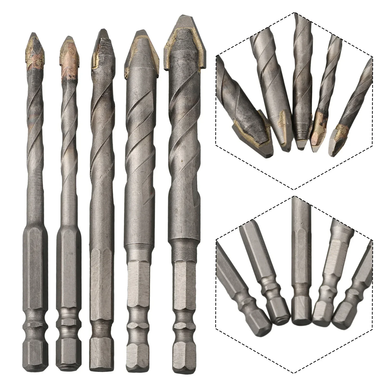 Eccentric Head Drill Bit Set Staggered Edge Design Convenient Chip Removal Suitable for Ceramic Tiles and More