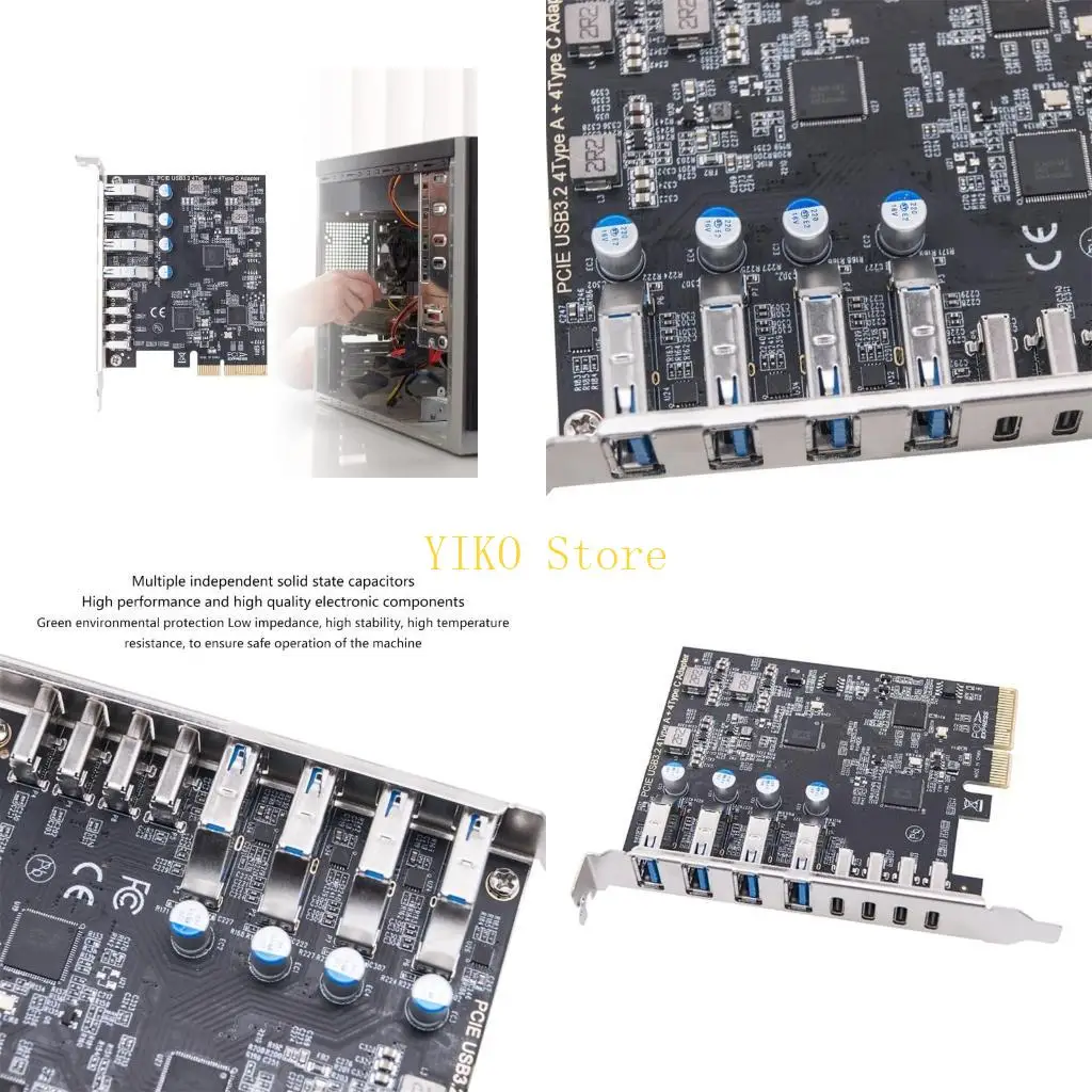 

K32C PCIExpress to USB3.2 8Port Hubs Adapter Card 10Gbps for Window System