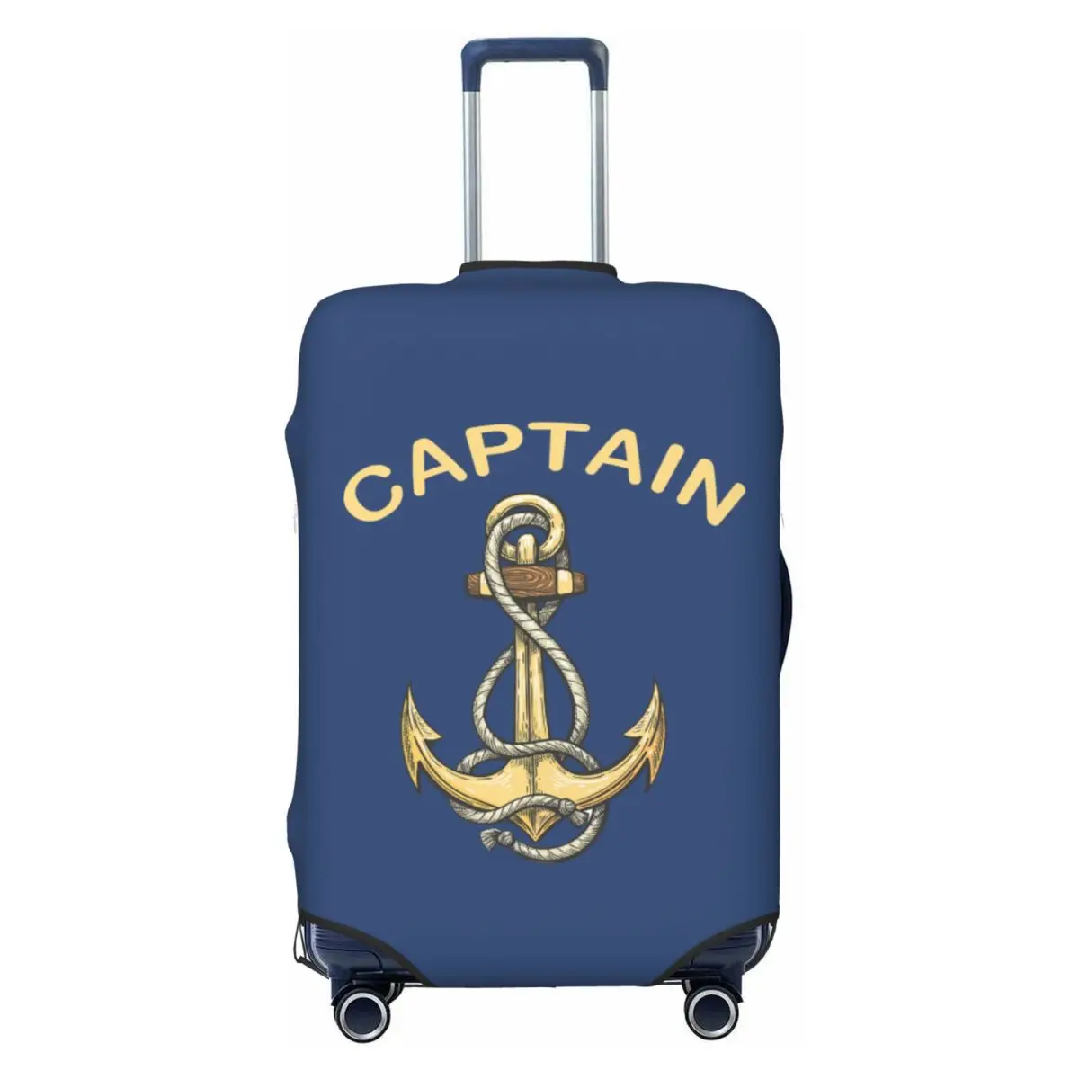 Capa de bagagem de viagem com âncora de capitão náutico personalizado lavável marinheiro aventura mala capa protetora adequada para 18-32 polegadas