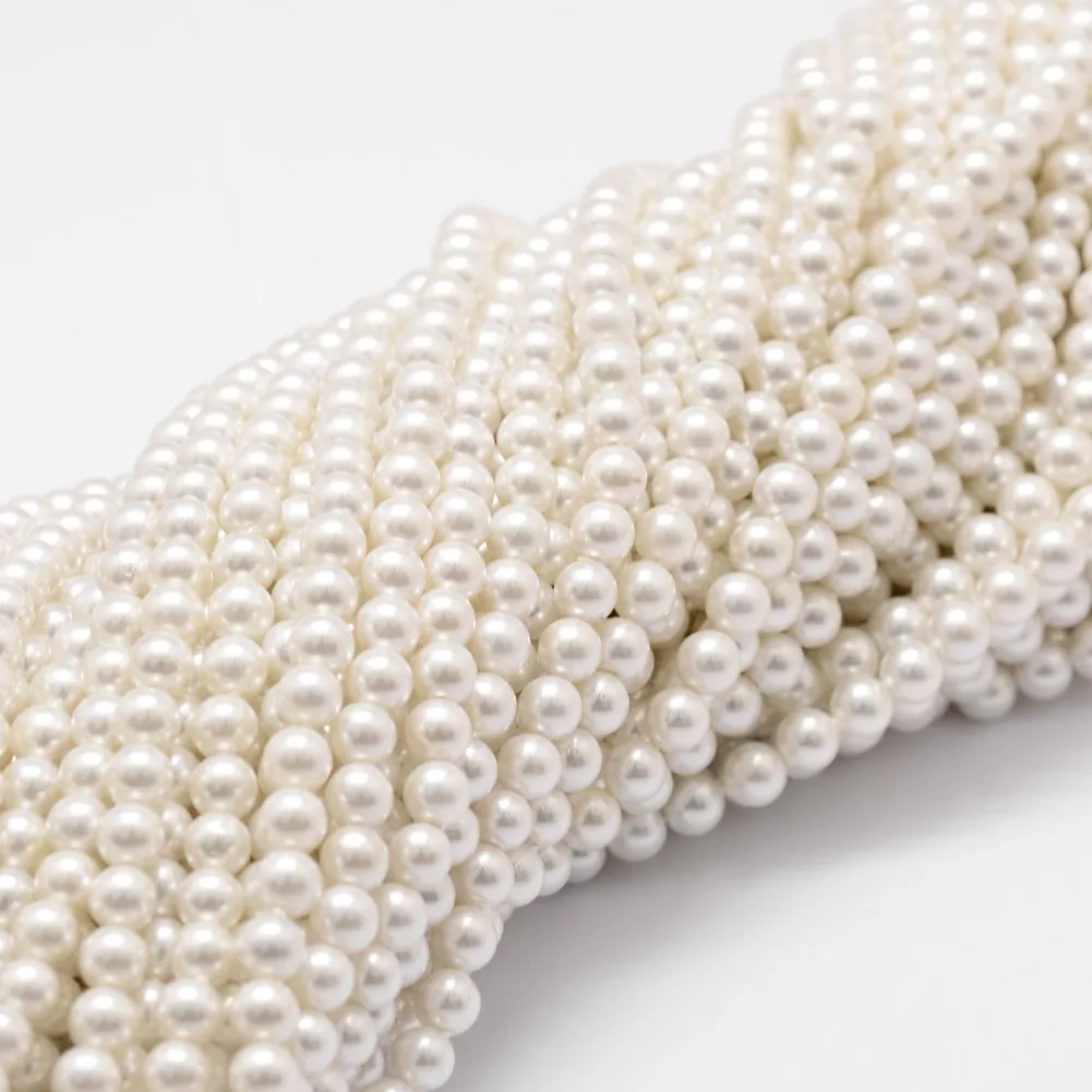 

5 Strand 4/6mm Natural Round Shell Pearl Beads Grade A Polished White Spacer Bead for Jewelry Making DIY Woman Necklace Bracelet