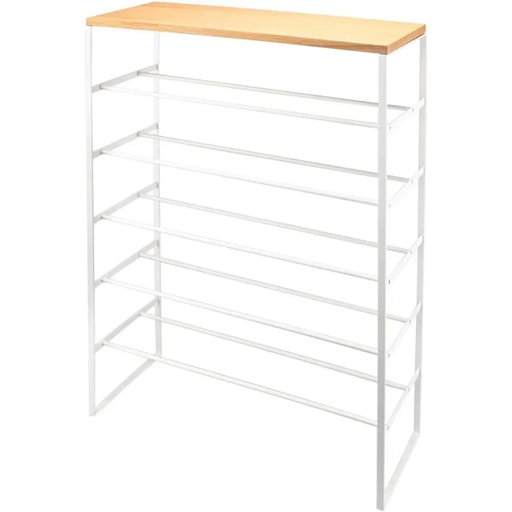 

Home 6 Tier Wood Top Shoe Rack Steel One Size White Freight Free Shoes Storage Organizer