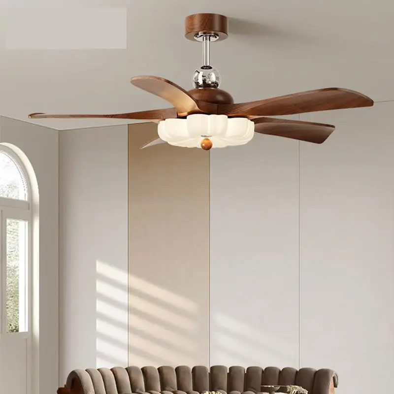 Ceiling Light Fan with Remote Control 42 47 Inch Vintage Wooden Wood Decora Straight Blade Fan Lamp for Home Bedroom Living Room