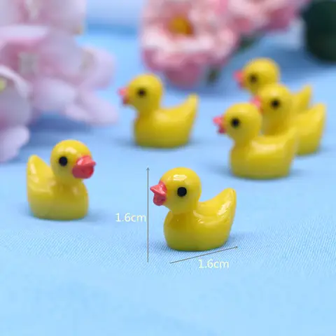 미니 노란 오리 풍경 장식, 멀티 고기 이끼, 마이크로 풍경, 미니 수지 캔디 컬러, 3D 오리, 1.6 × 1.6cm, 20 개, 50 개, 100 개