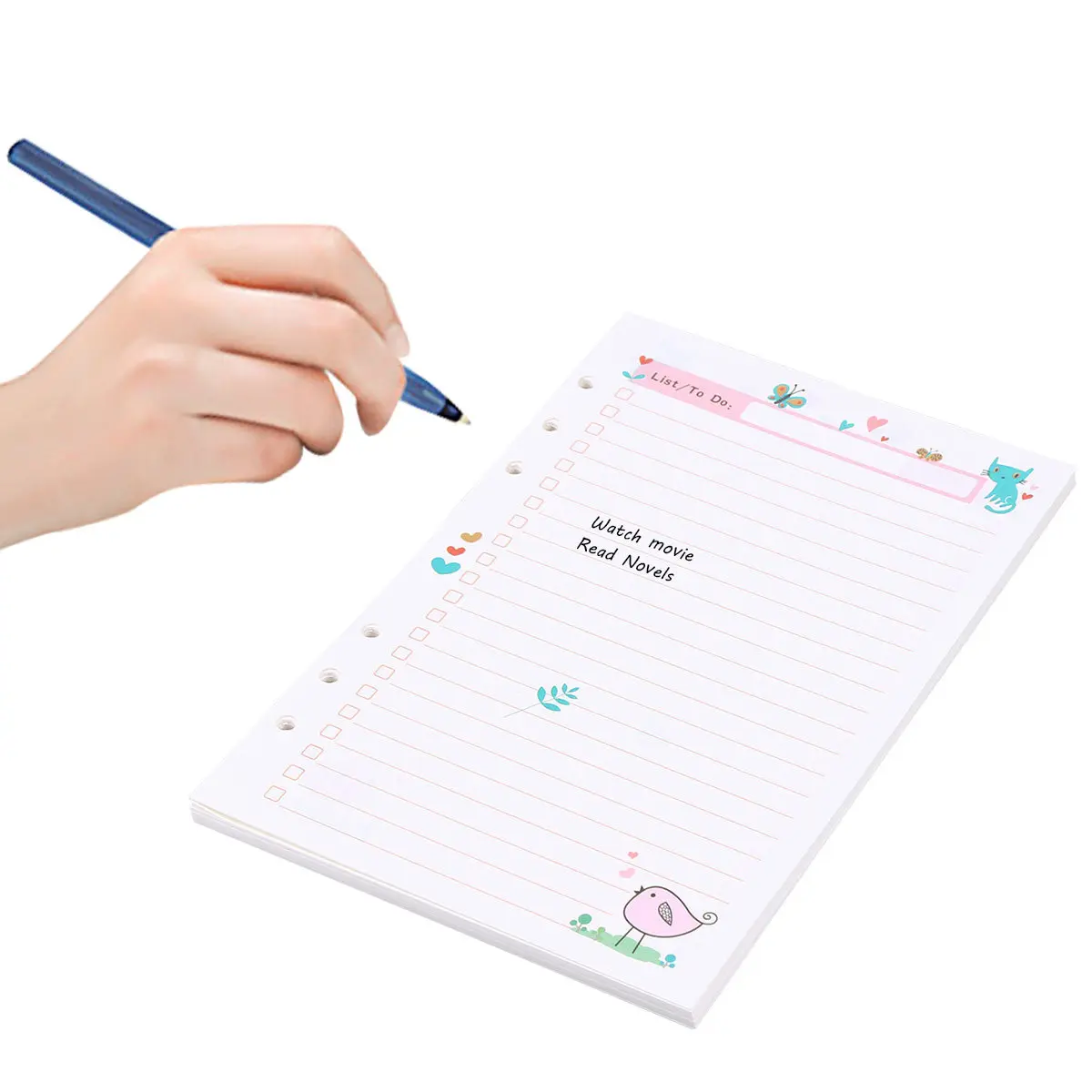 

2Pcs A5 Size 6 Holes Loose Leaf Paper Refills 90 Sheets Total Cute Chic Design Perfect for Notebook Daily Office Use