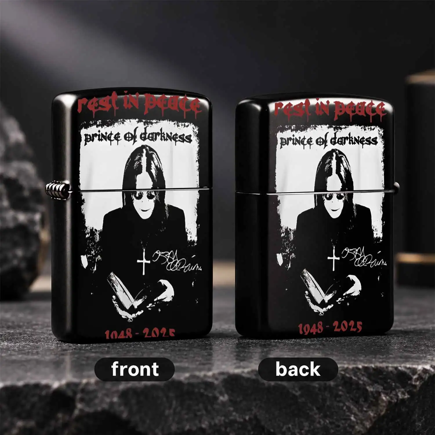 Retro Dark Style Rest In Peace Portable Ignition Tool Prince Of Darkness Themed Commemorative Practical Accessory 1948 To 2025 Mark Stylish Decor For Daily Use Ideal For Multi Scenarios Personalized Collectible Gift For A Humorous And Inter