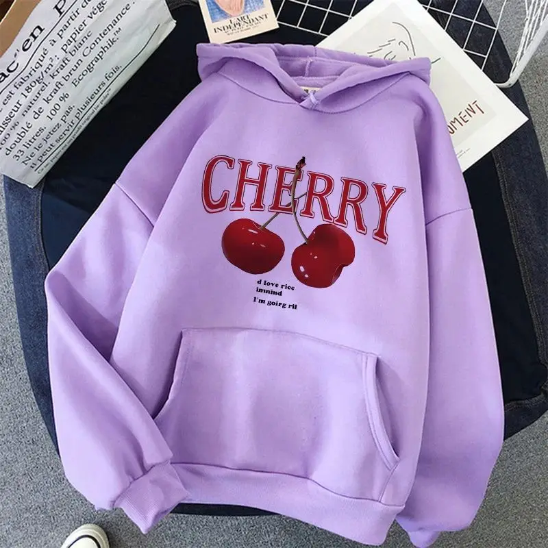In The 2000s, Girl Cherry Loves The Long-sleeved Hooded Sweater with A Fun Gothic Style. It's A Hoodie with Printed Patterns.