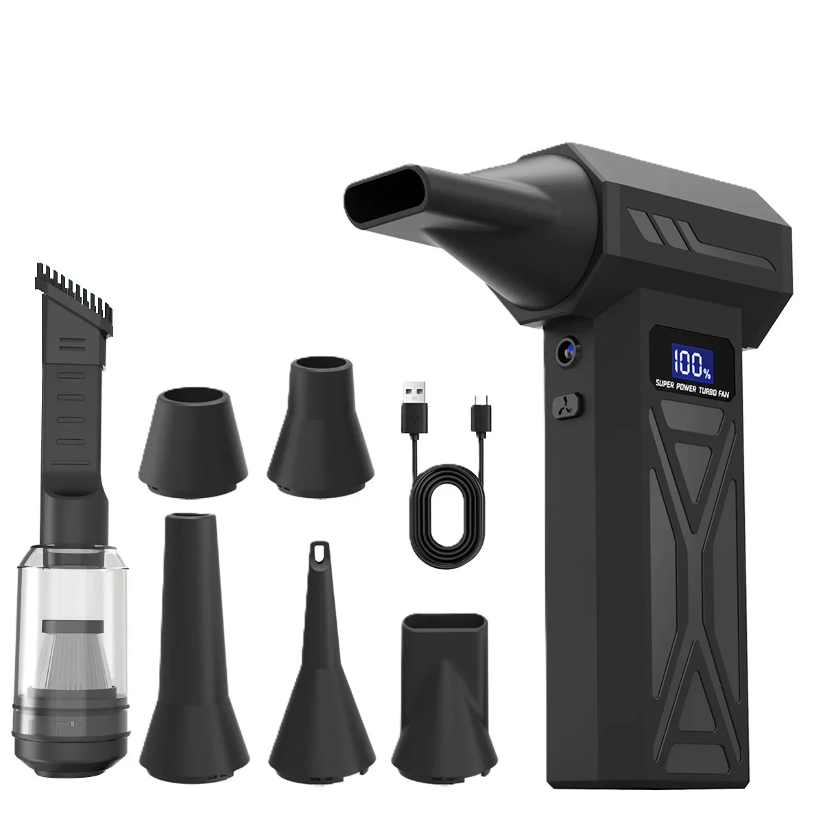 Powerful Air Blower 110000Rpm 4 Gear Adjustable Turbo Jet Blower With Led Light Battery Display Cordless Compressed Air Duster