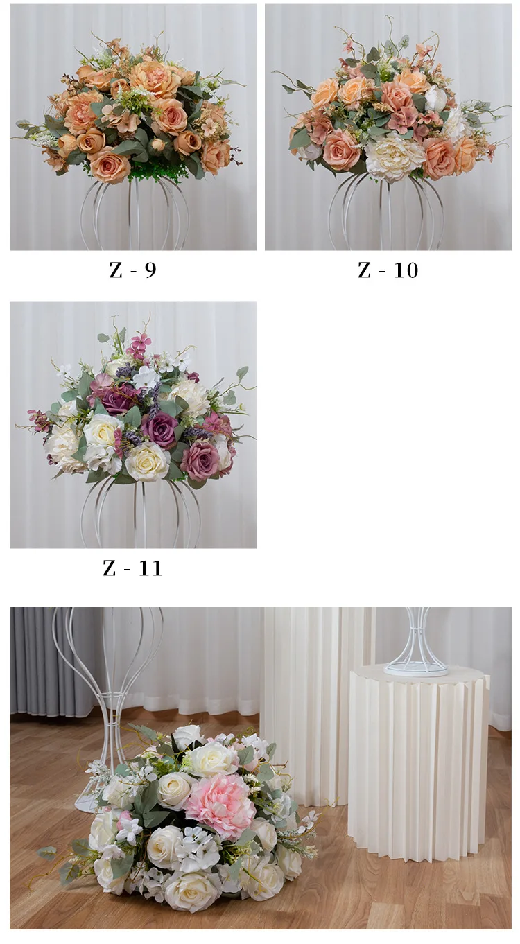 Künstliche Blumenkugel für Hochzeitsgang, Blumenbordüre für Bühne, Tisch, Kerzenhalter, geometrischer Ständer, künstliche Blumen, Event- und Partydekoration – Detail 4