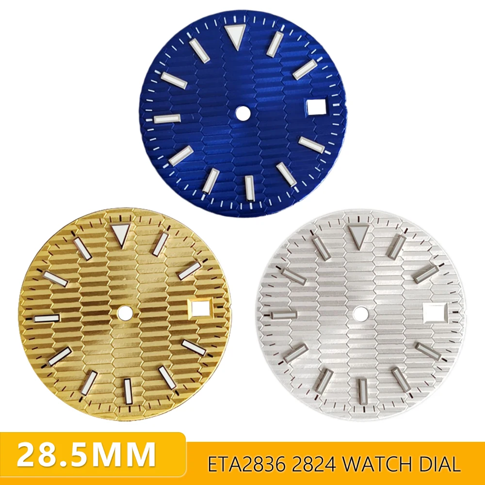 28.5mm dial blue-green Luminous date sterile dial watch replacement accessories ETA 2836 2824 8215 8200 821A 2813 movement