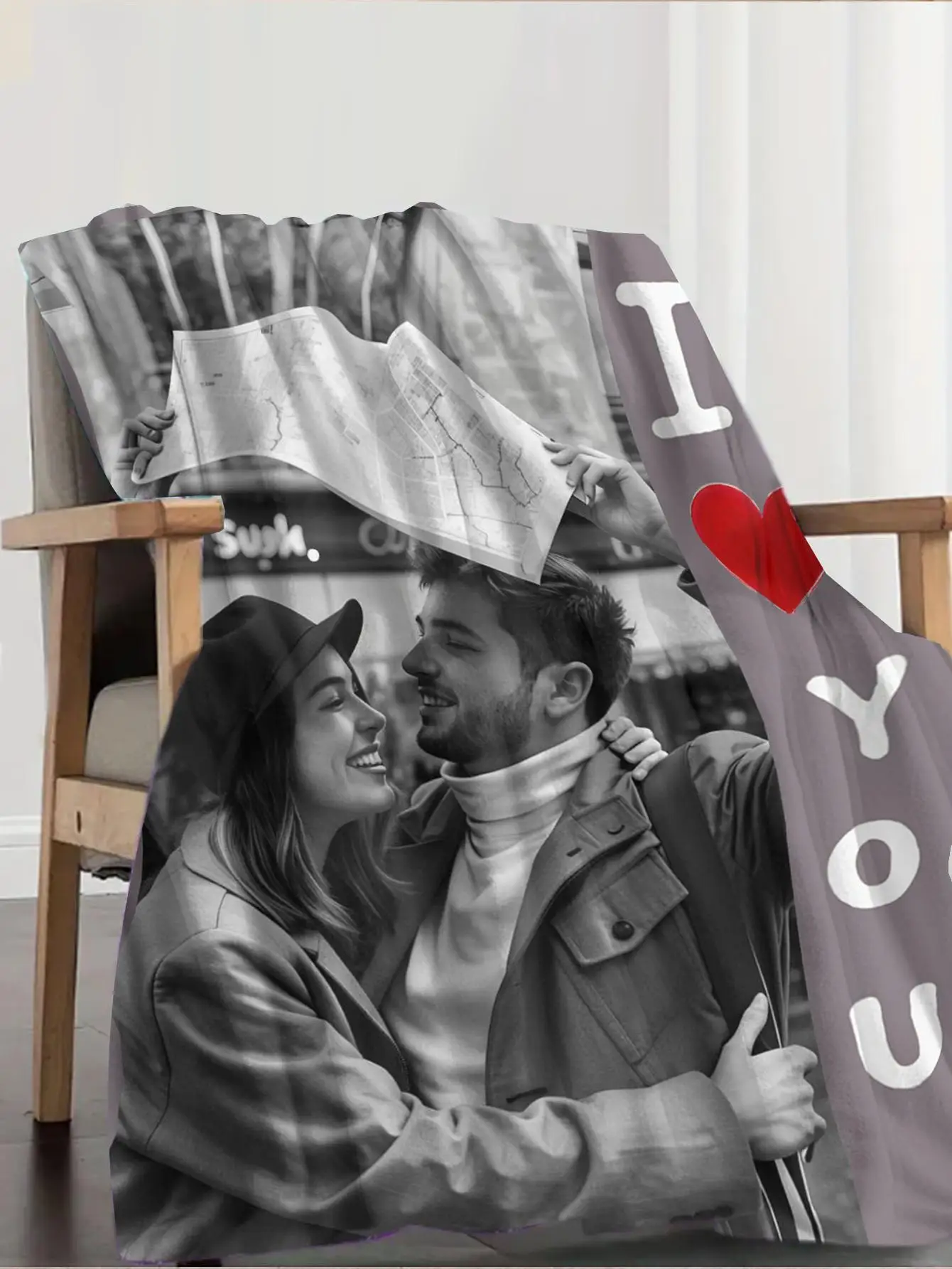 1 Piece Custom Photo Personalized Flannel Blanket - Ideal Gift for Christmas, Halloween, Birthdays, and Anniversaries, Soft, Warm, Comfortable, Skin-Friendly, Machine Washable Blanket, Suitable for Sofa, Bed, Car, Camping, Office, Home Decor