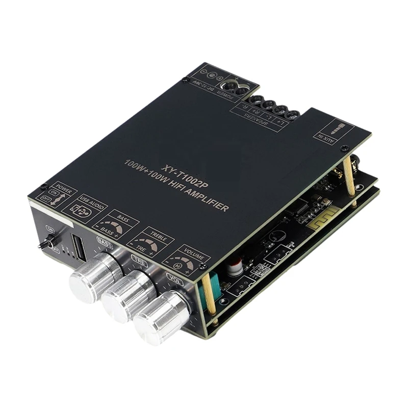 New-A47Q-XY-T1002P TPA3221 100Wx2 บลูทูธเครื่องขยายเสียงดิจิตอลสเตอริโอซับวูฟเฟอร์เบสสูงปรับ AMP พร้อมกรณี