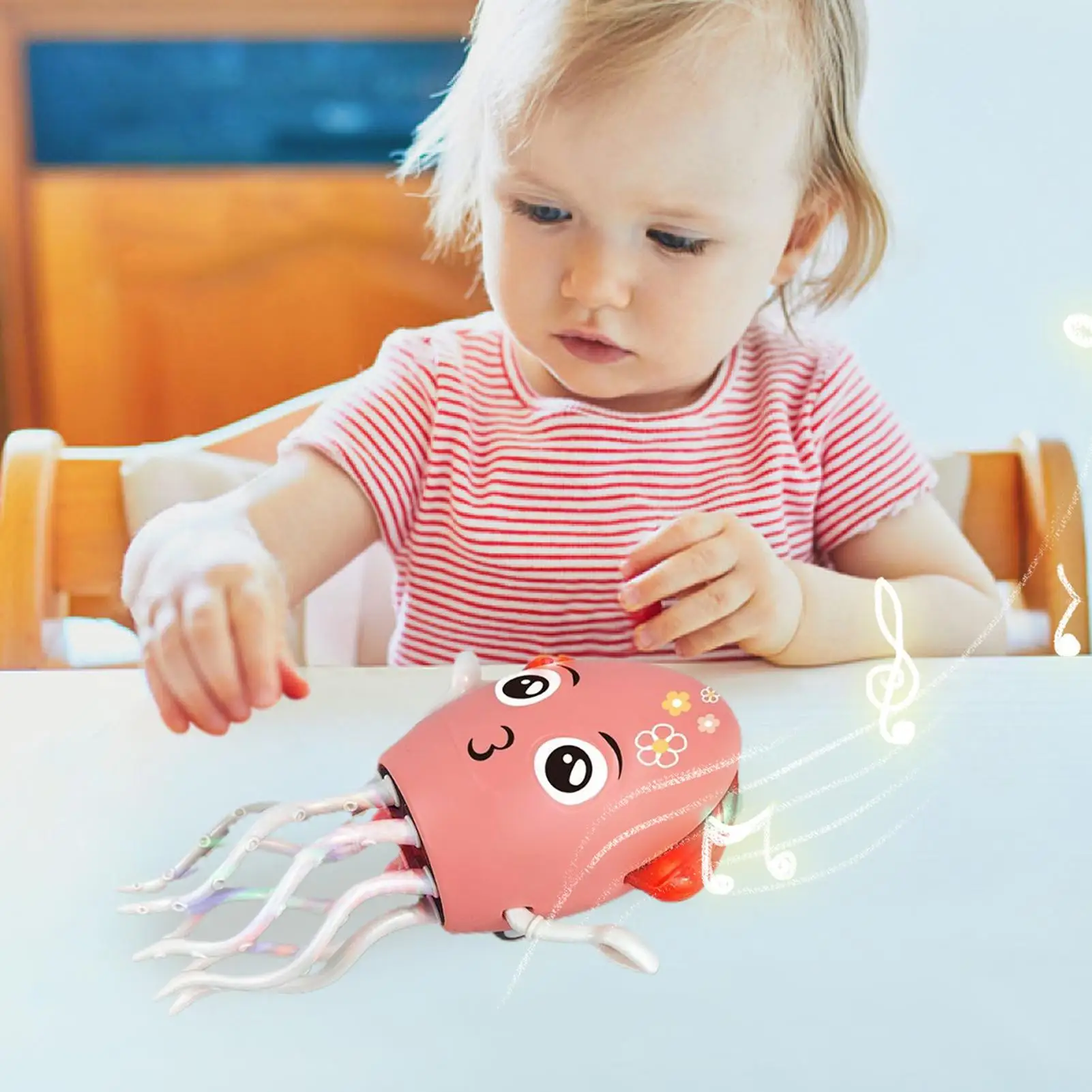 Jouet poulpe dansant, évite automatiquement, poulpe Musical rampant, Robot électrique Rechargeable par USB avec lumières LED et musique pour la maison