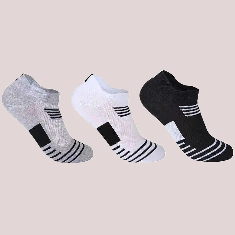 Meias Desportivas Respiráveis Antiderrapantes Masculinas, Malha de Algodão, Moda Casual, Alta Qualidade, Meias de Barco, Cintura, 5 Pares, 10 Pares