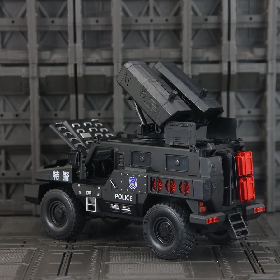 1:24 simulação liga off-road veículo modelo menino carro blindado brinquedo acústico-óptico pull-back absorção de choque brinquedo porta pode ser aberta