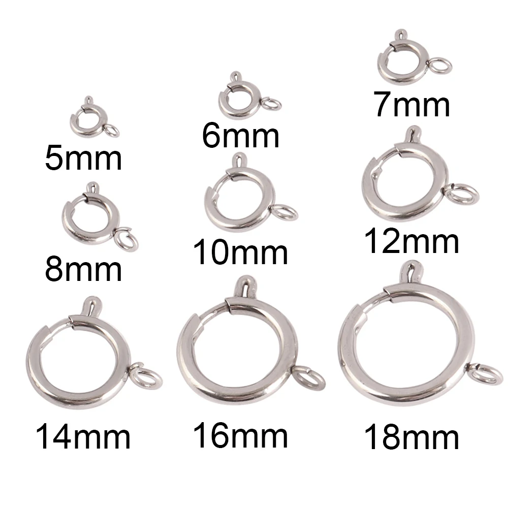 10Pcs Stainless Steel Springring Clasps for Jewelry Making