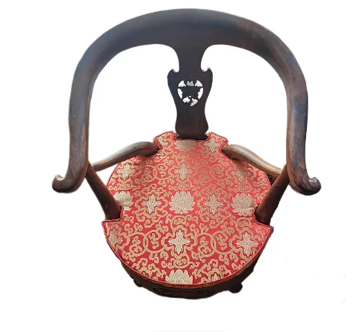 

Custom Chinese style Ox Horn Chair Round Gap Seat Cushions Concave Armchair Comfort Pads, Anti-Slip Irregular Silk Brocade Mats