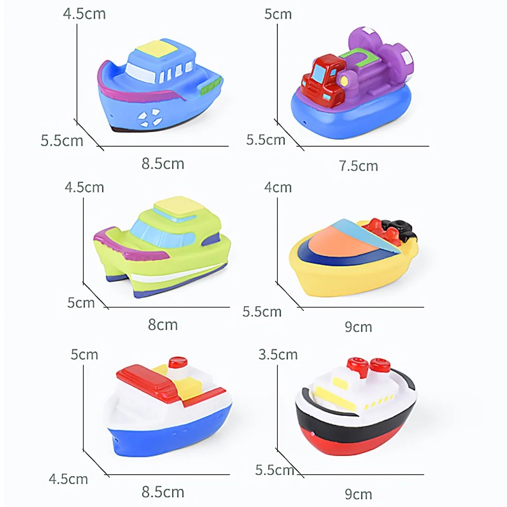 6 pcs/set Cartoon Boat Bath Toys Water Squirt Toys for Baby Kids Bath Time Toys