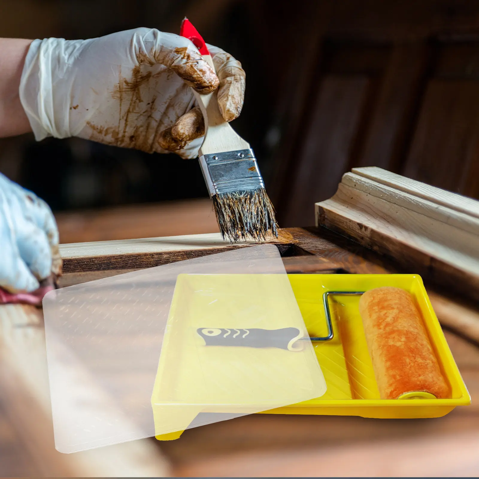 

5 шт. прозрачных пластиковых вкладышей для поддонов для краски, подходят для всех стандартных поддонов, не требуют очистки, аксессуары для покраски для равномерного нанесения.