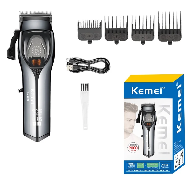 kemei Rechargeable Hair Trimmer Hair Clippers Professional Razor Barber Use Hair Clipper 9000 RPM KM-2229