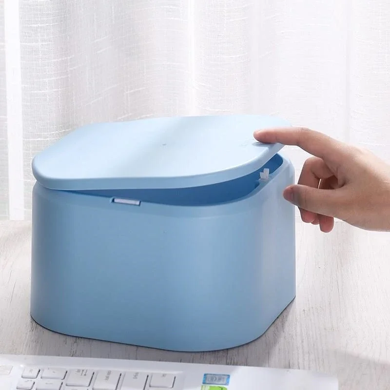 Mini Double-layer Waste Bins Multi-function Desktop Pressure Capped Trash Box Can Kitchen Office Garbage Storage Bucket 1piece