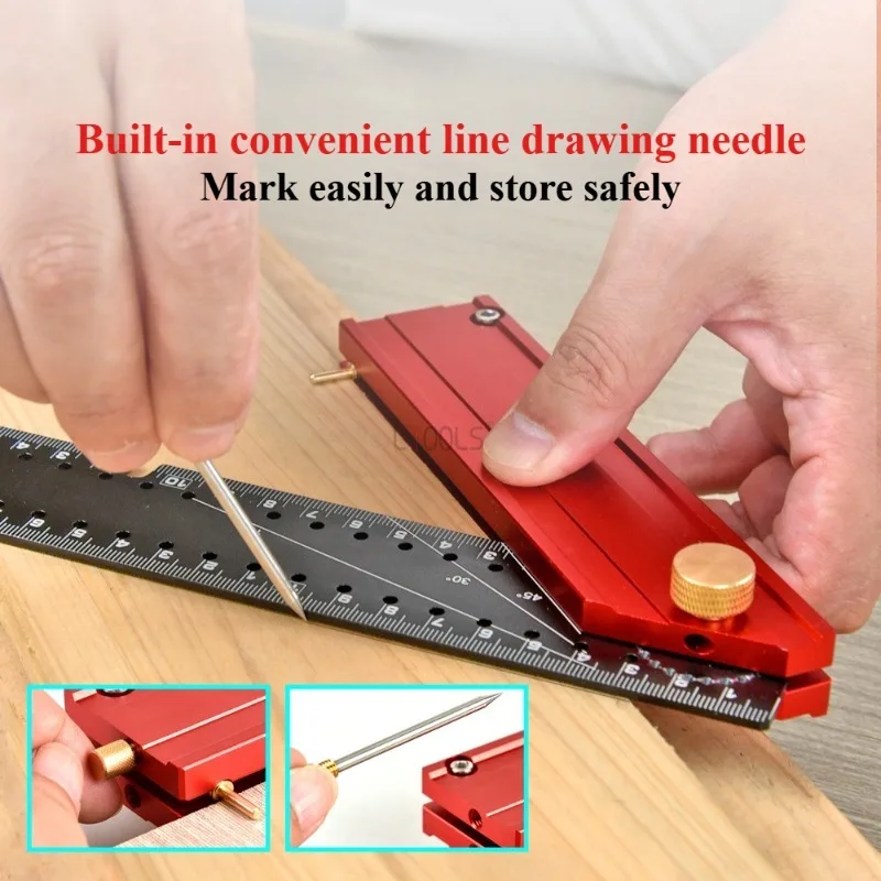 Multifunctional Folding Ruler 90° Precision Multi Angle Ruler Collapsible Marking Gauge Professional Woodworking Measuring Tools