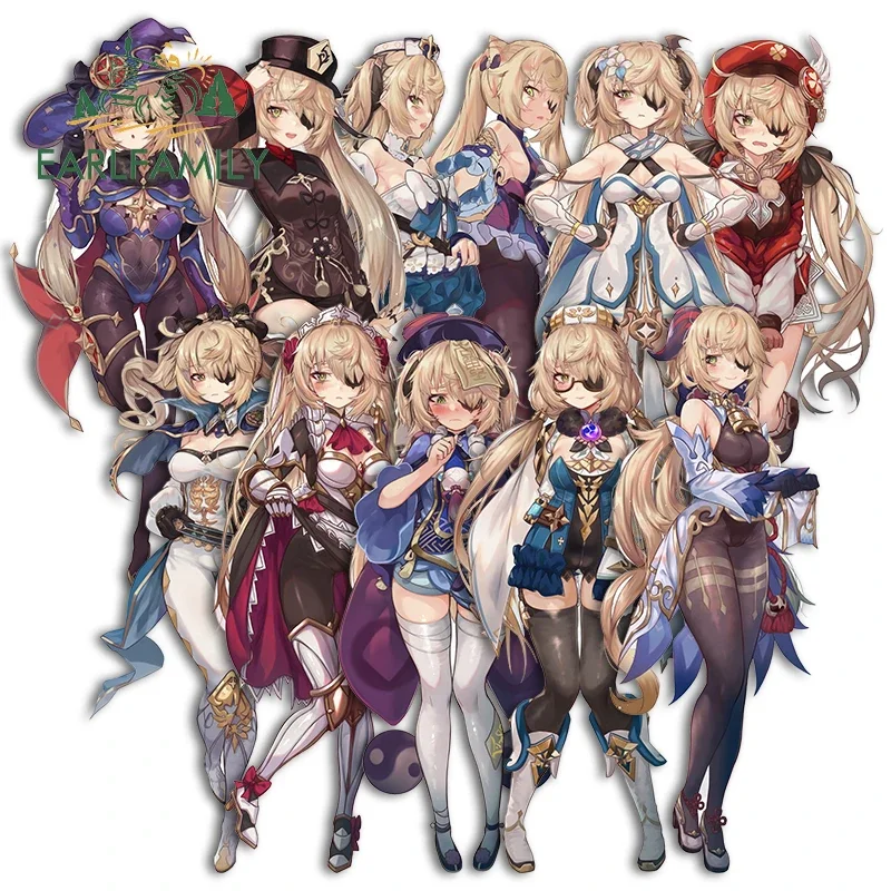 

EARLFAMILY 13 см для Thicc Waifus Mona Ganyu Qiqi: Модные виниловые наклейки для автомобиля, устойчивые к солнцу и царапинам, для стайлинга авто