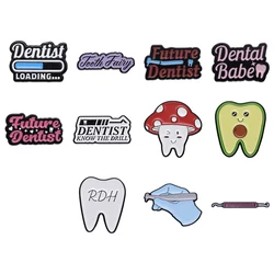 Future Dentist Dental Babe Enamel Pins Custom Dentint Loading Brooches Lapel Badges Jewelry Gift For Dental Medicine Students