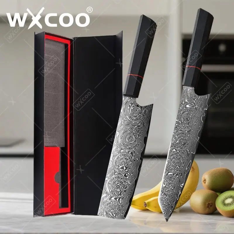 

WXCOO Japanese Sashimi Knife High Hardness Kitchen Meat Cleaver VG10 Damascus Steel Kitchen Chef Knife Salmon Slicing Knife