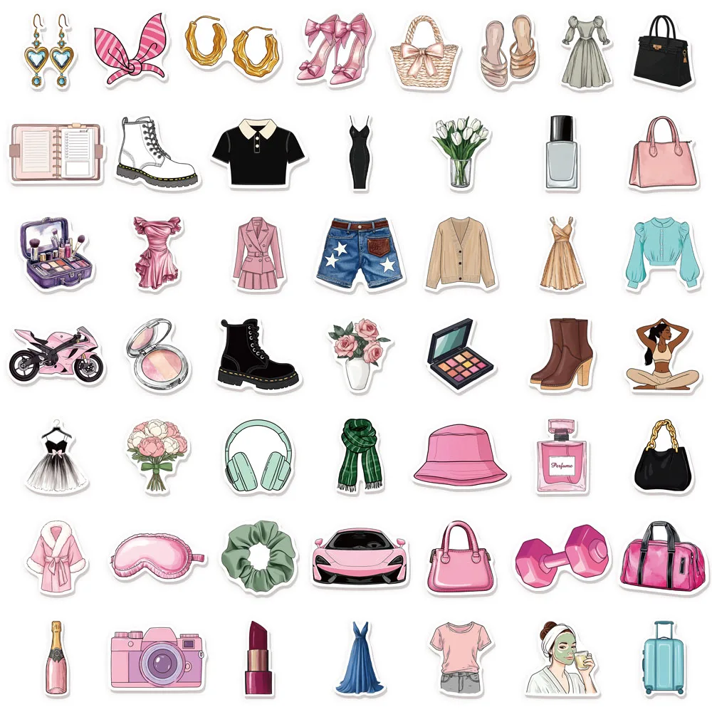 50 pièces série thème vie autocollants créatifs bricolage bagages cahier tasse d'eau étiquette autocollants