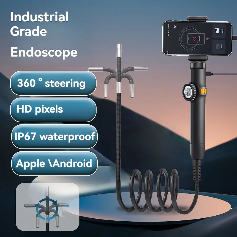 

Steering endoscope HD 2/5MP Apple Android 6mm Single Lens Pipe Inspection Borescope for auto repair industrial pipeline