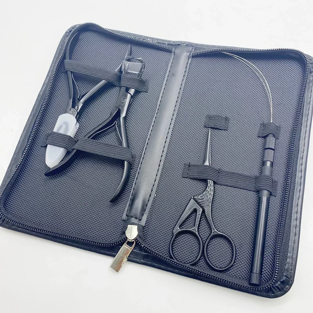 

2025 Professional Hair Extension Tools Stainless Steel Hair Extension Pliers Sets Kit with Hook Needle