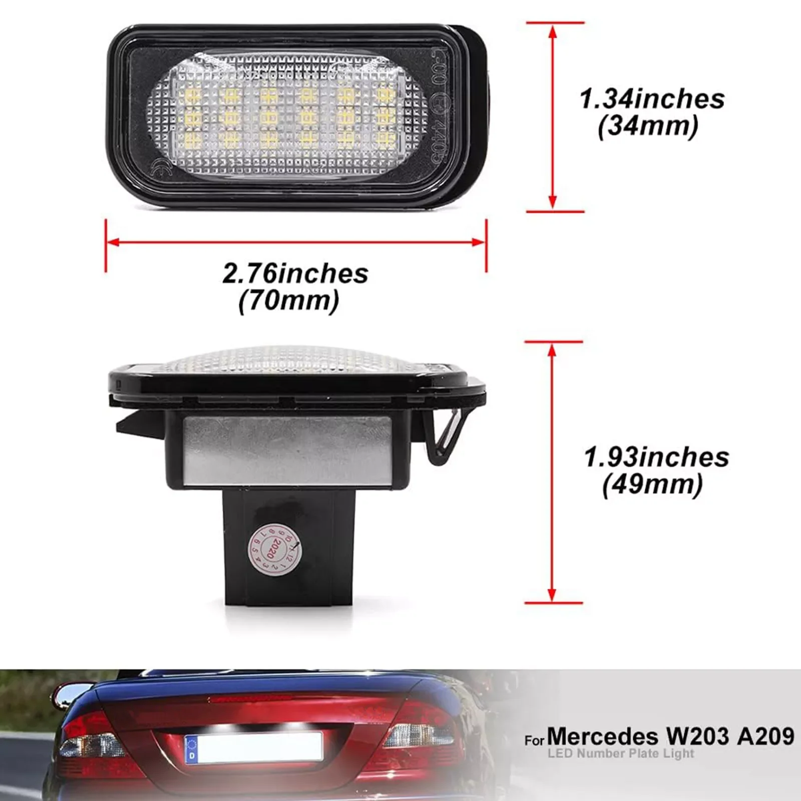 1 Pair For Mercedes Benz C-class LED License Number Plate Light W203 4Door 2001-2007 R230 W209 C209 A209 SL CLK Class Canbus