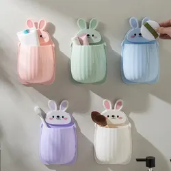 1pc Cute Rabbit Storage Rack No Punching Marking Required Makeup Brush Storage Box Bathroom Wall Mounted Toothbrush Holder