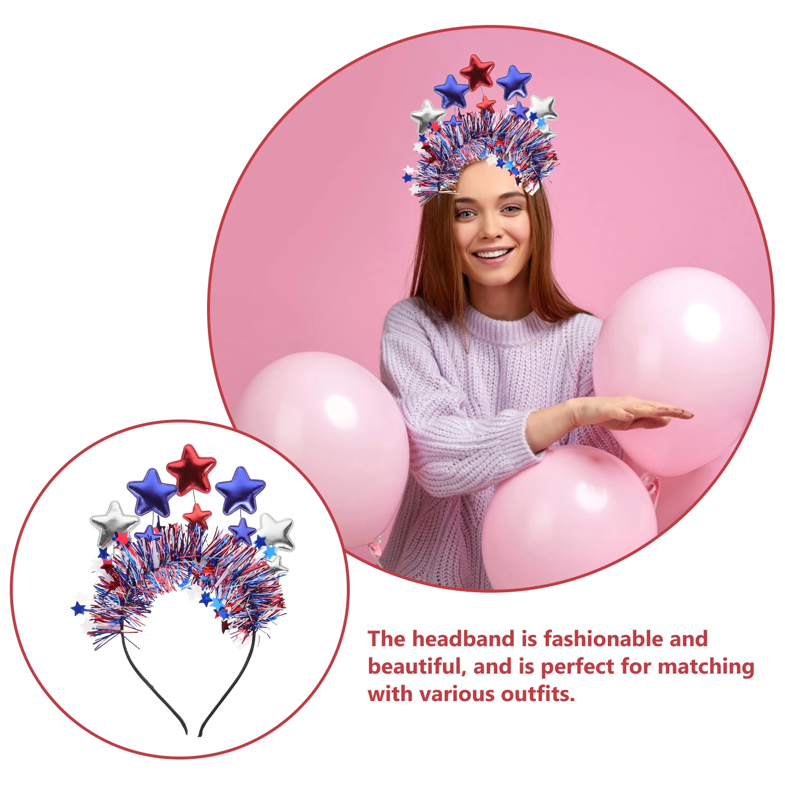 

Star Headband Red White Blue Cloth Hair Hoops For 4Th Of July Party Independence Day Festival Cosplay Decor