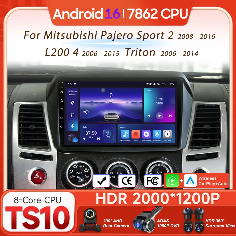 Android Car Radio Multimedia Player Carplay Navigation GPS For Mitsubishi Pajero Sport 2 2008 - 2016 L200 4 Triton 2006 - 2014