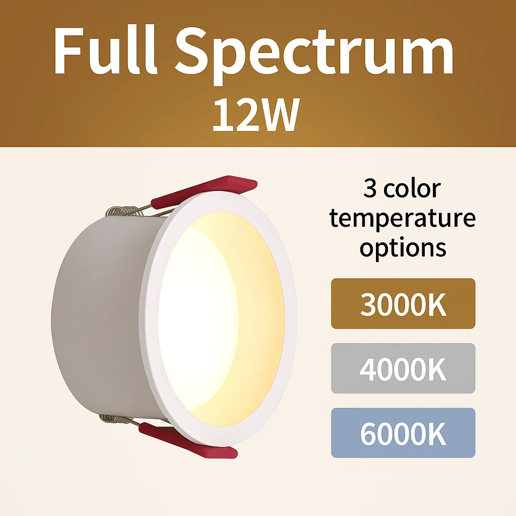 

LED Recessed Downlight 12W Warm Cool Daylight for House Decoration Suitable for Living Room Bedroom 3000K 4000K 6000K